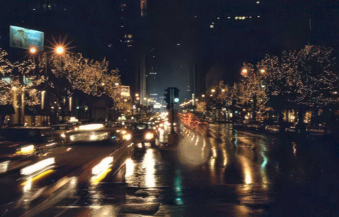 cityscape chicago night Vintage A4 Photo Print