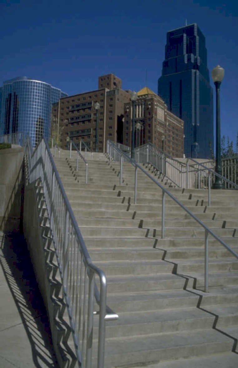 cityscape steps kansas 1980s 1990s A4 Photo Print