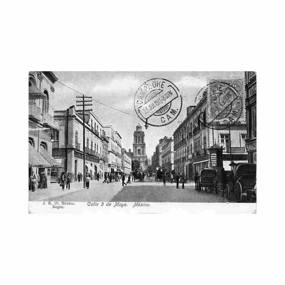 ciudad de mexico calle 5 de mayo ed jk 23 Vintage A4 Photo Print