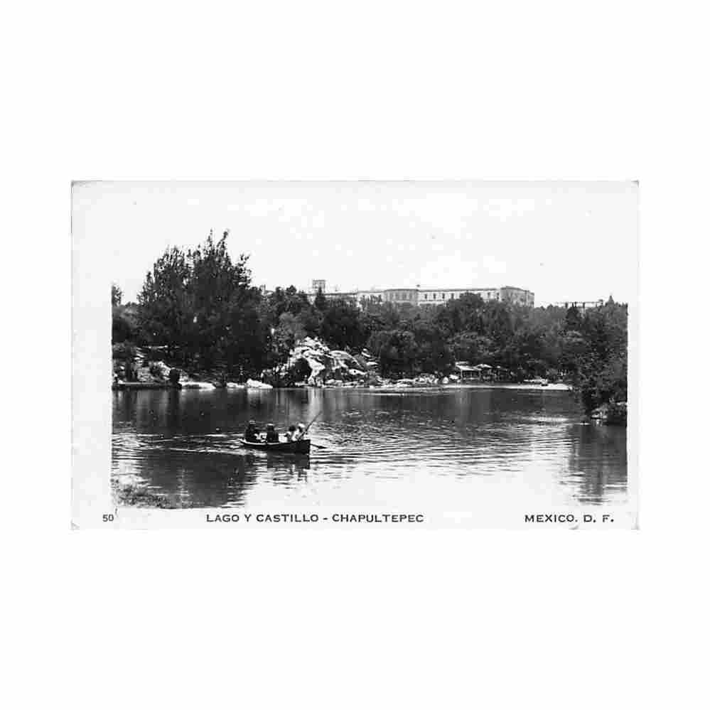ciudad de mexico lago y castillo de chapultepec ed desconocido 50 Vintage A4 Photo Print