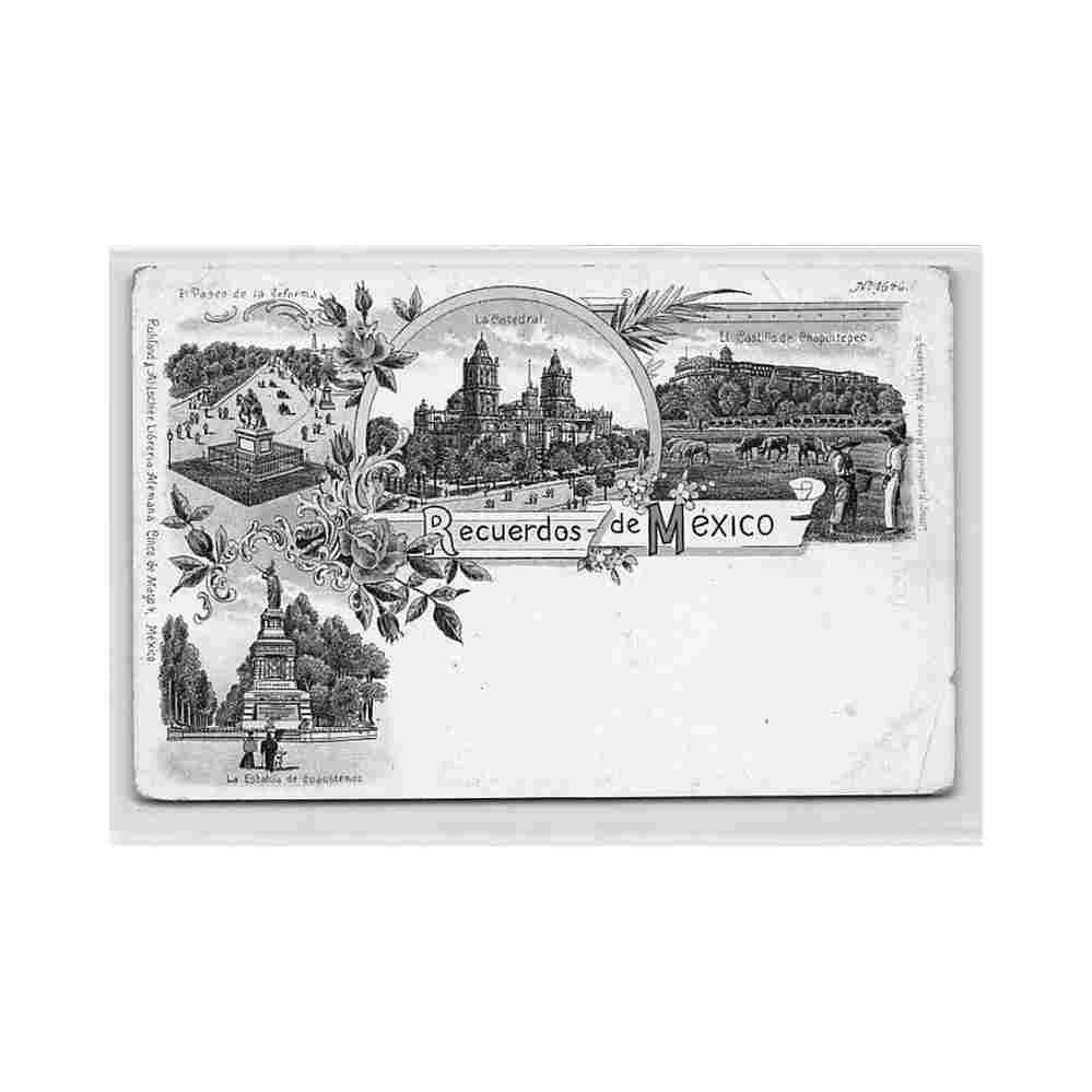 ciudad de mexico litho litografia ed ruhland y ahlschier 1646 Vintage A4 Photo Print