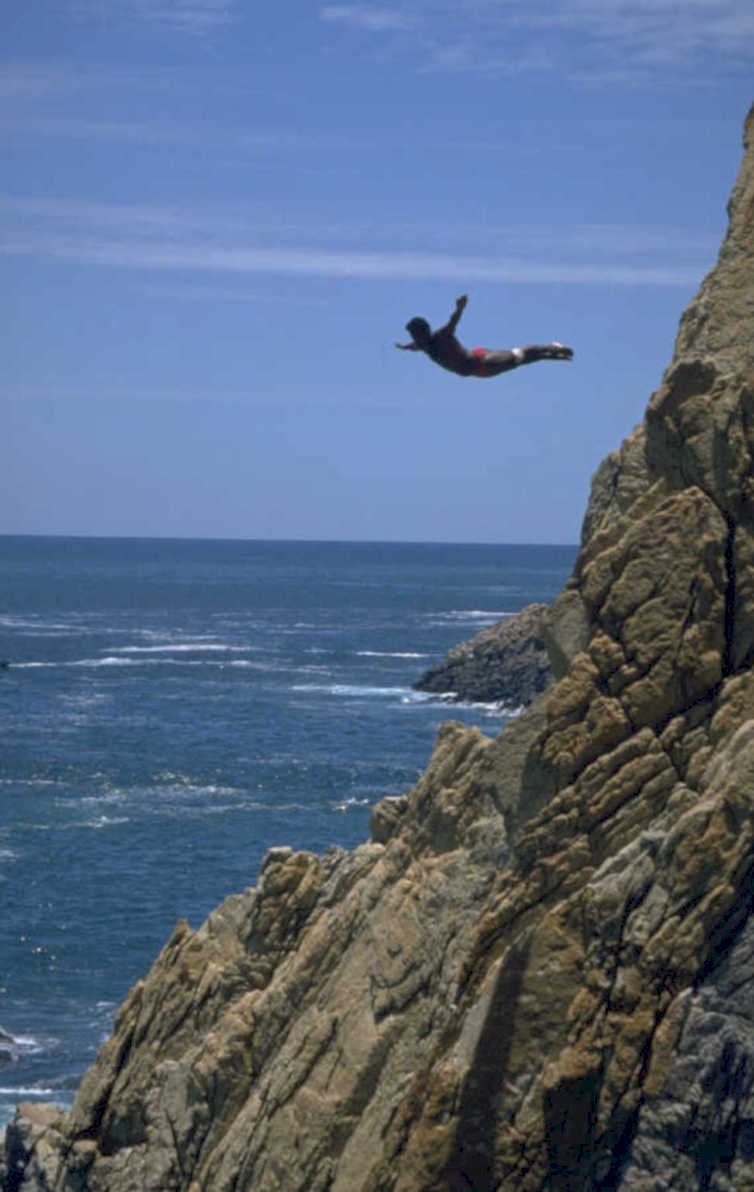 cliff diver dive 1980s 1990s A4 Photo Print