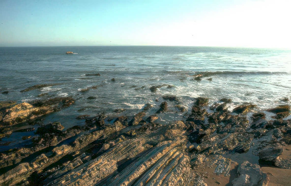 coast rocks waves Vintage A4 Photo Print