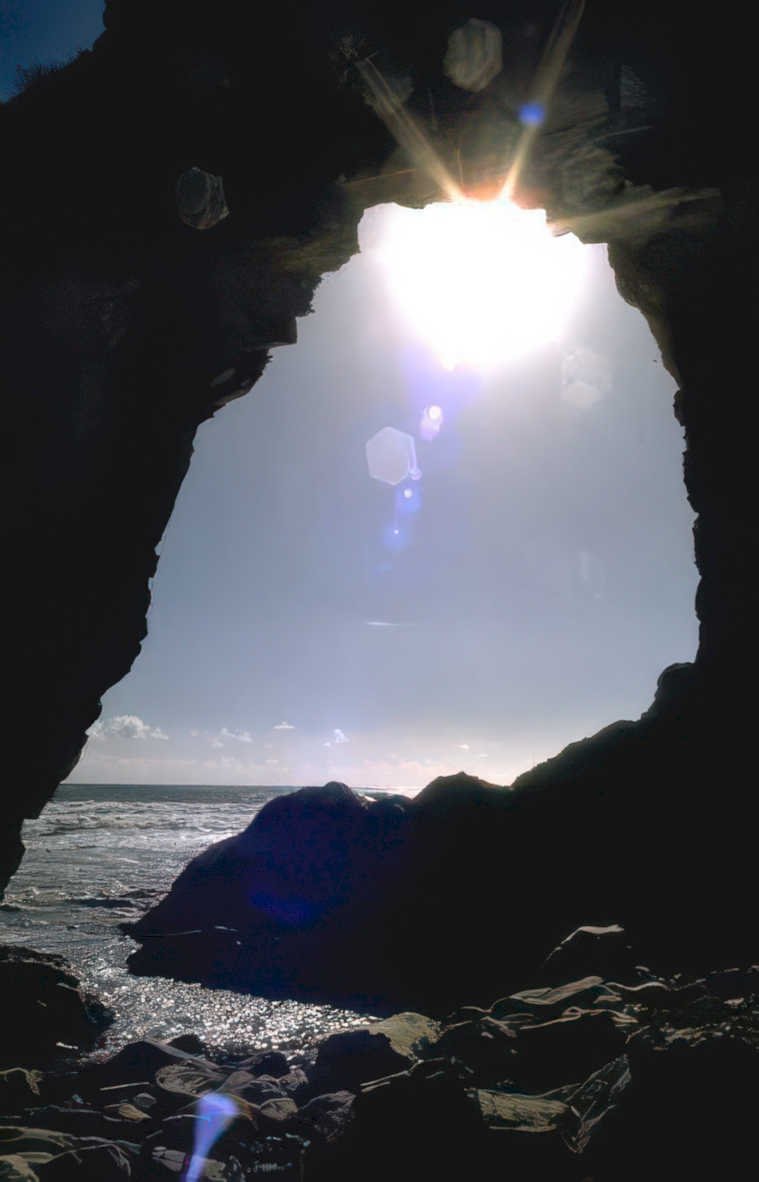 coastal cave sunburst Vintage A4 Photo Print