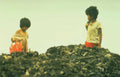 coastal child seaweed Vintage A4 Photo Print