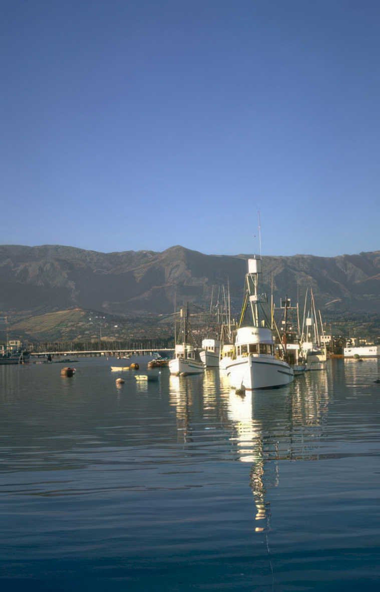 coastal harbor boats Vintage A4 Photo Print
