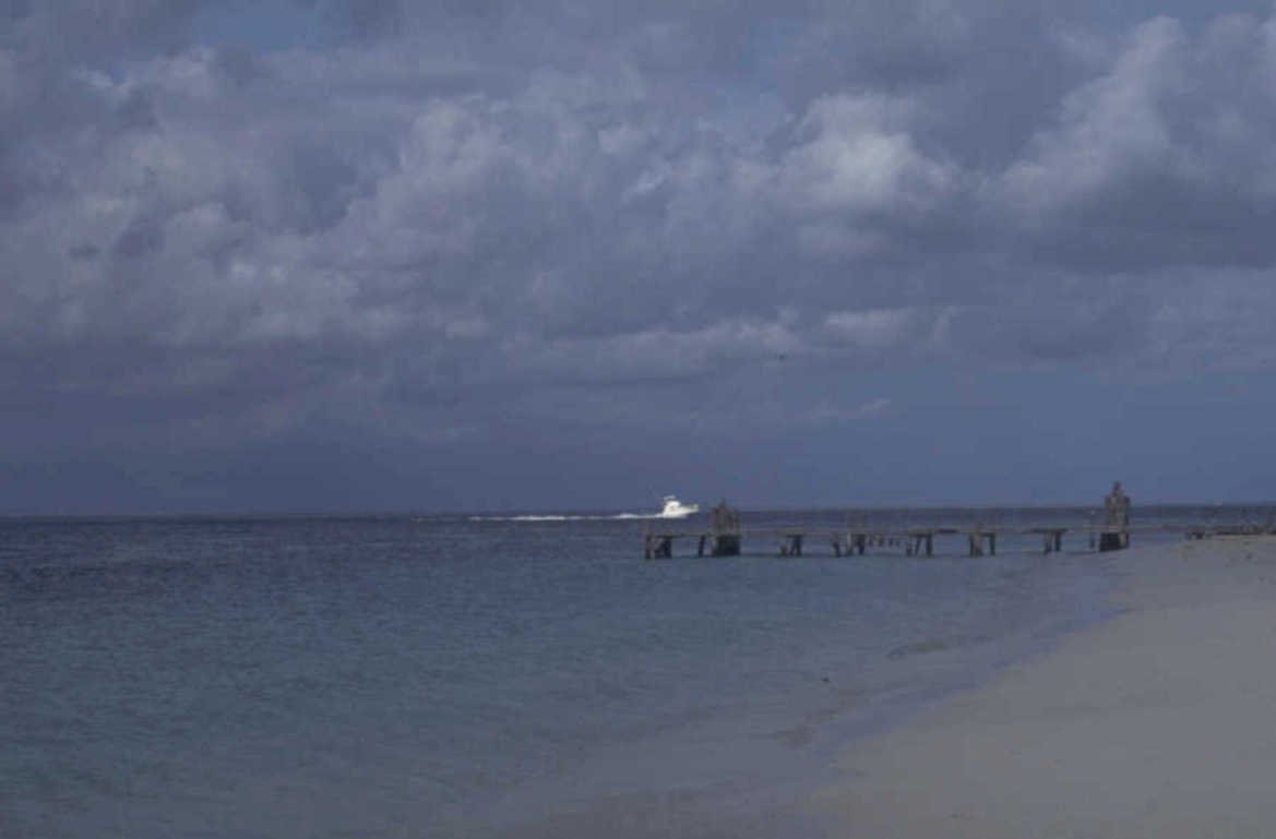 coastal pier boat 1980s 1990s A4 Photo Print