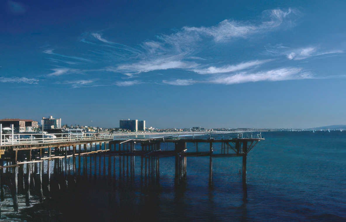 coastal pier longbeach Vintage A4 Photo Print
