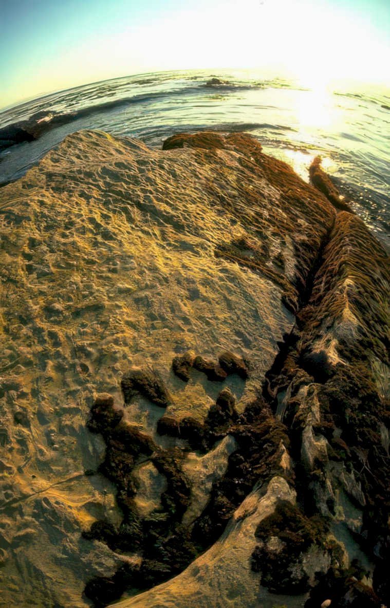 coastal rock sunset Vintage A4 Photo Print