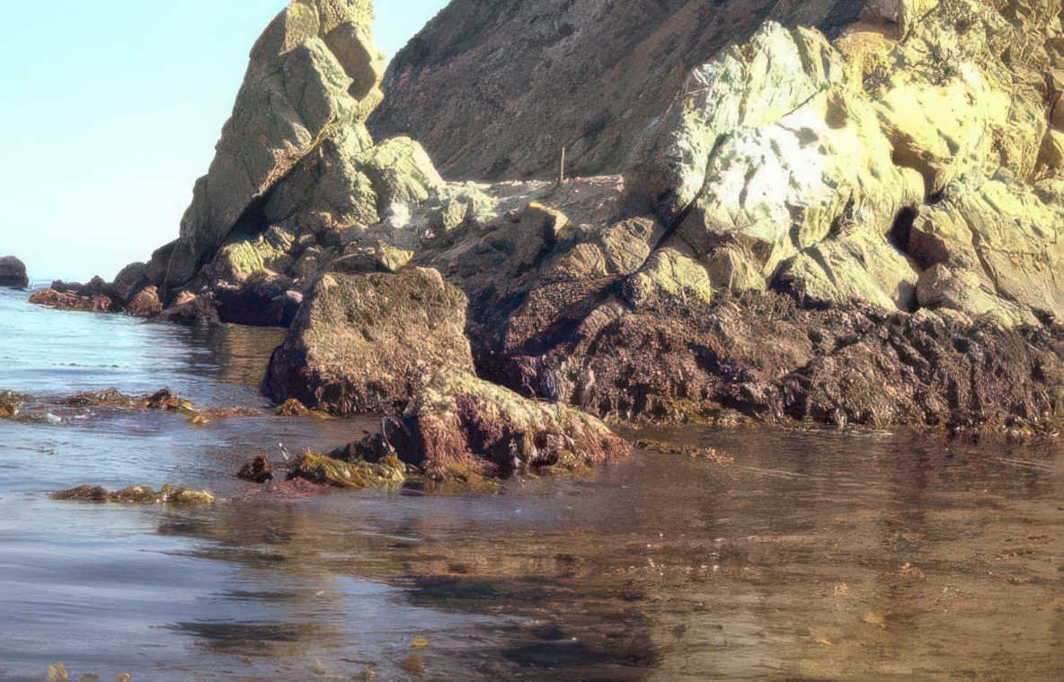 coastal rocks beach Vintage A4 Photo Print