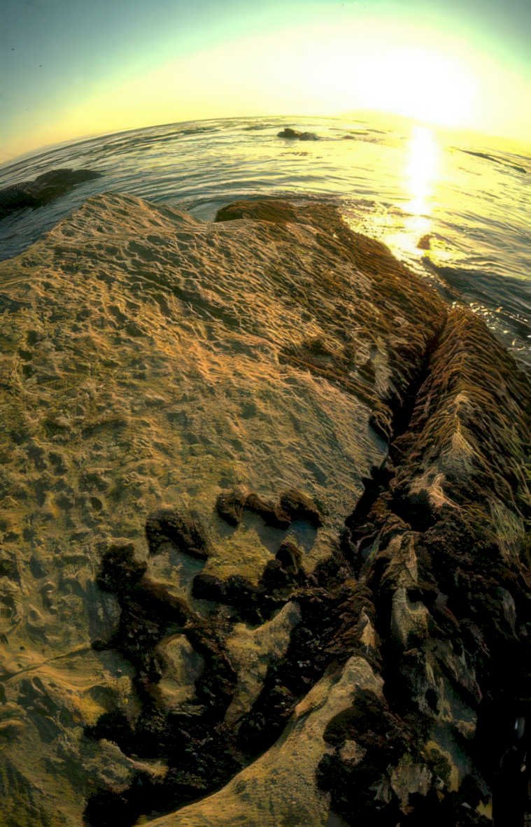 coastal sunset rocks 2 Vintage A4 Photo Print