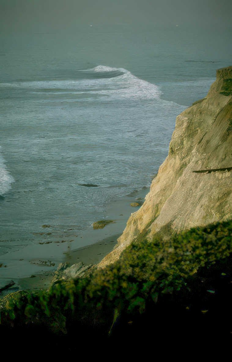 coastal wave cliff Vintage A4 Photo Print