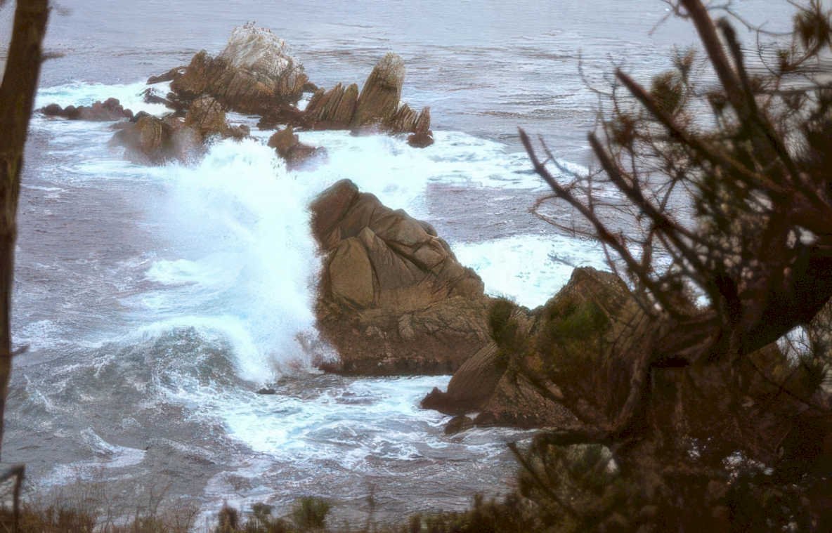 coastal wave rocks 7 Vintage A4 Photo Print