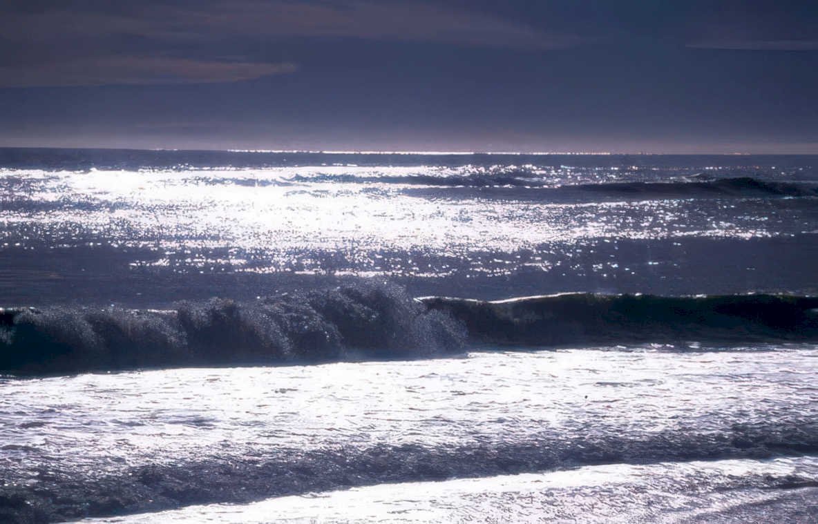 coastal waves sunset Vintage A4 Photo Print