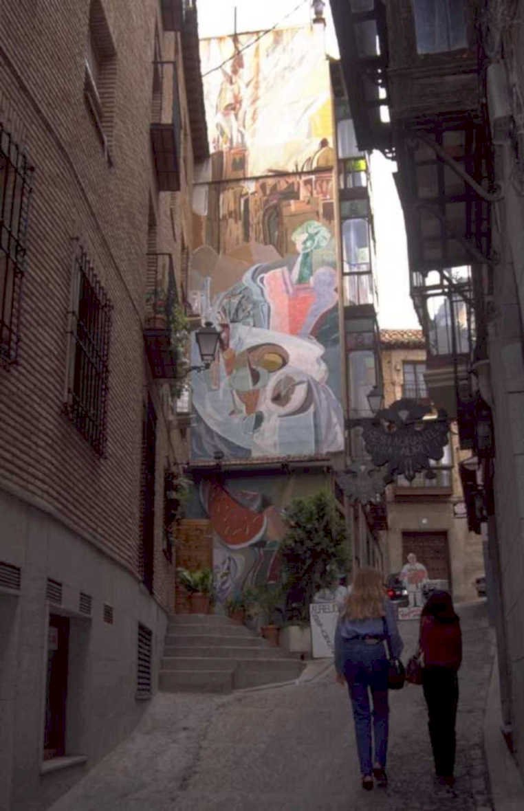 cobblestone alley spain 1980s 1990s A4 Photo Print