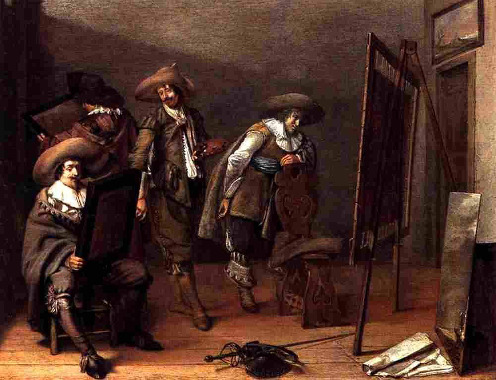 codde art lovers in a painter s studio Art A4 Photo Print