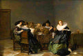 codde interior with musicians seated around a table Art A4 Photo Print