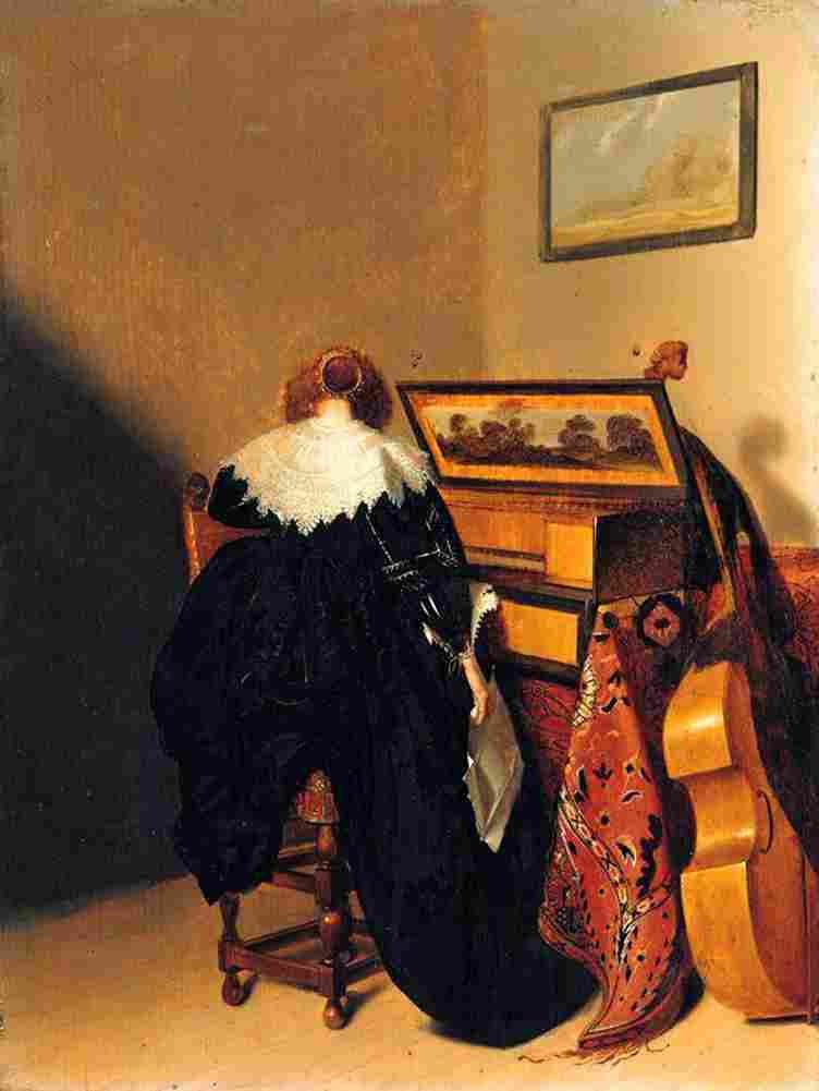codde lady seated at virginals Art A4 Photo Print