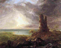 cole Landscape with Ruined Tower Art A4 Photo Print