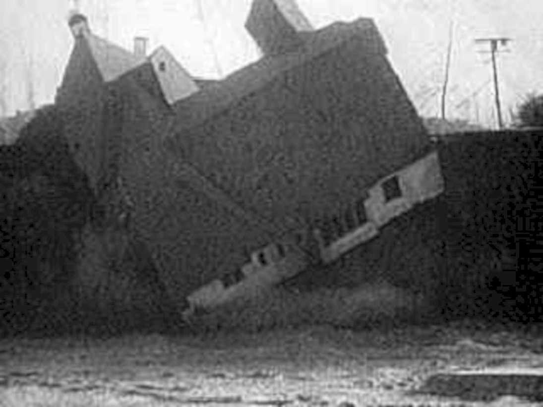 collapsed brick house1980s 1990s A4 Photo Print