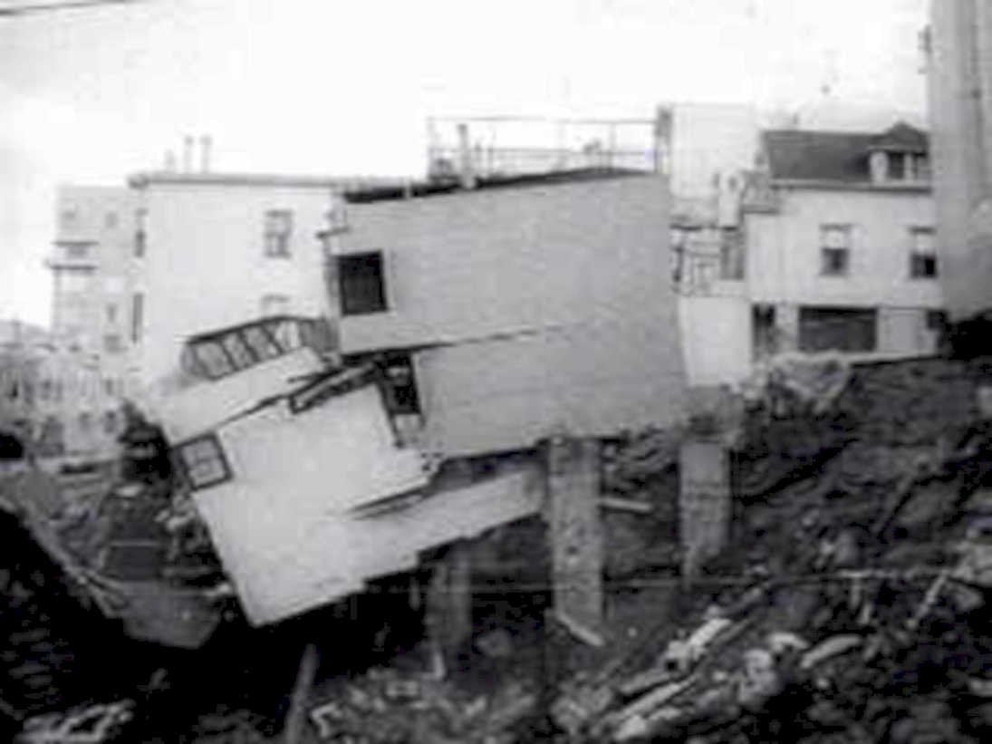 collapsed building debris 11980s 1990s A4 Photo Print