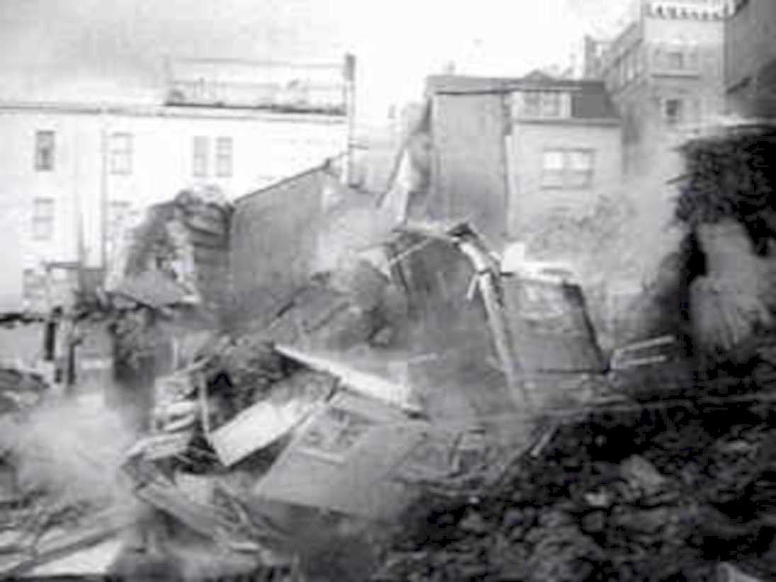 collapsed building debris 21980s 1990s A4 Photo Print