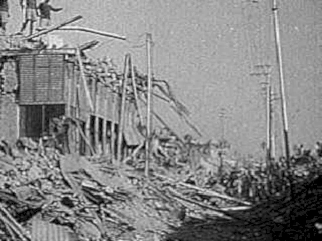 collapsed building debris1980s 1990s A4 Photo Print