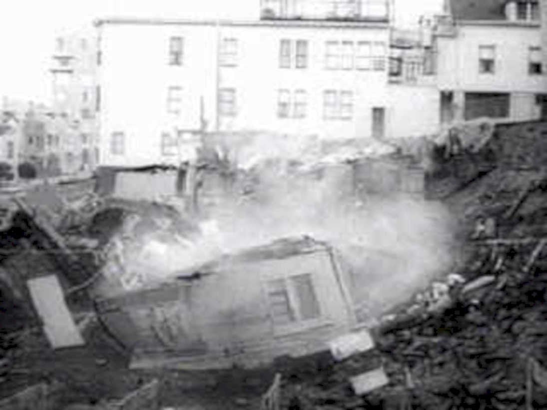 collapsed building san1980s 1990s A4 Photo Print