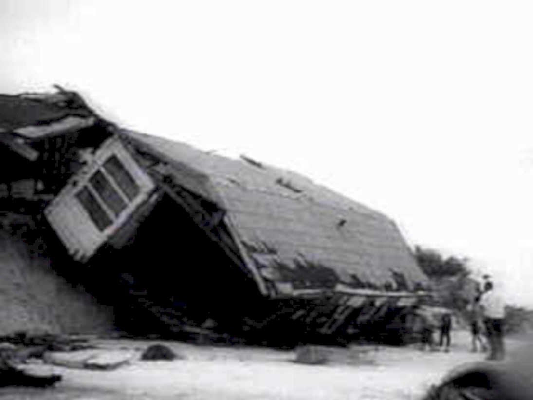 collapsed house damage1980s 1990s A4 Photo Print