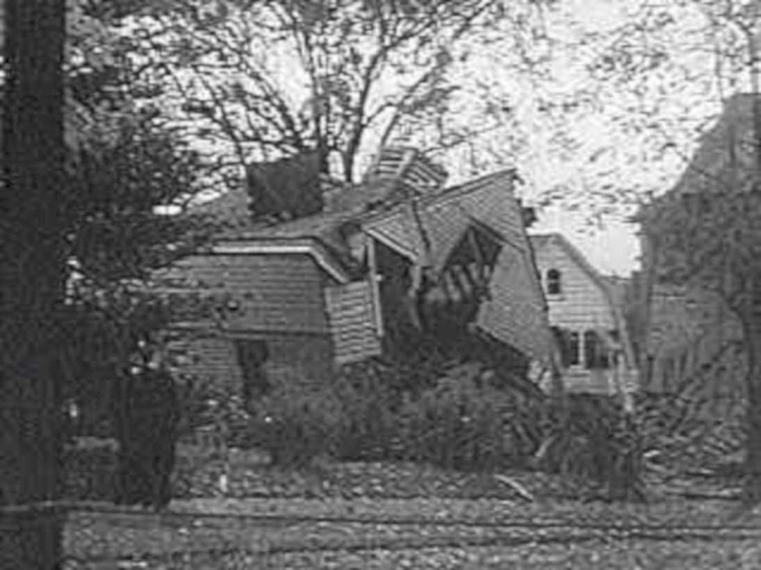 collapsed house debris 11980s 1990s A4 Photo Print