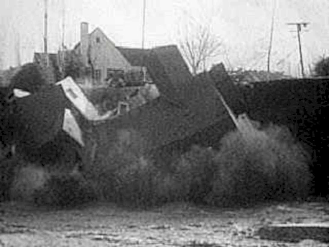 collapsed house storm1980s 1990s A4 Photo Print