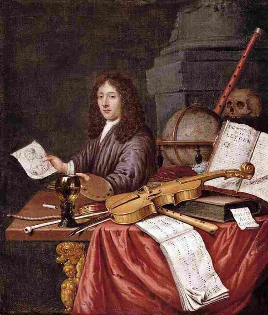 collier self portrait with a vanitas Art A4 Photo Print