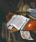 collier vanitas still life with book and instruments Art A4 Photo Print