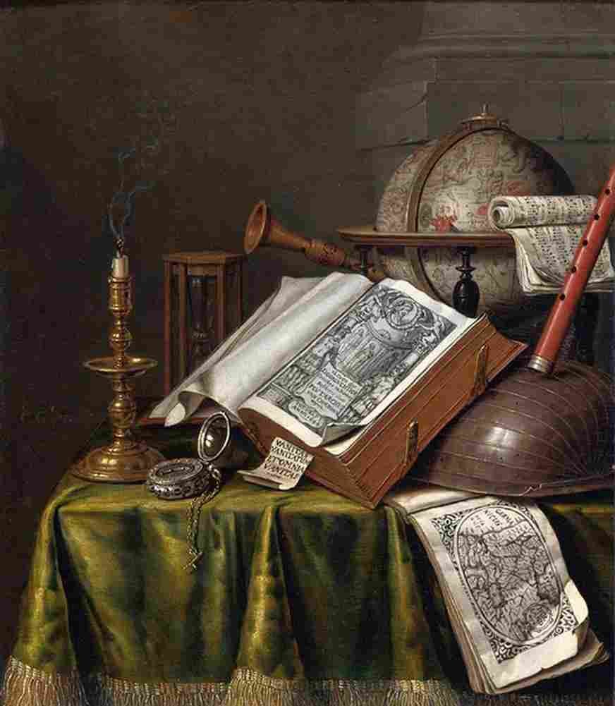 collier vanitas still life with hour glass Art A4 Photo Print