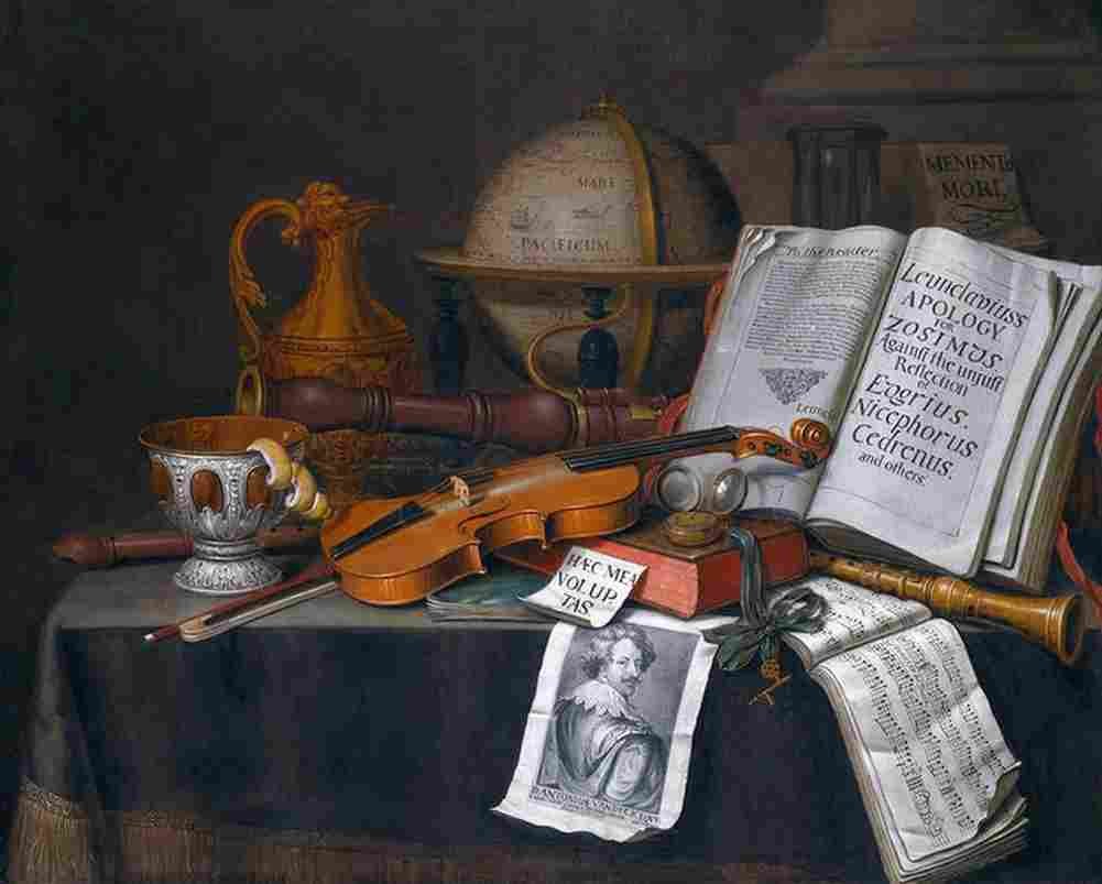 collier vanitas still life with instruments Art A4 Photo Print
