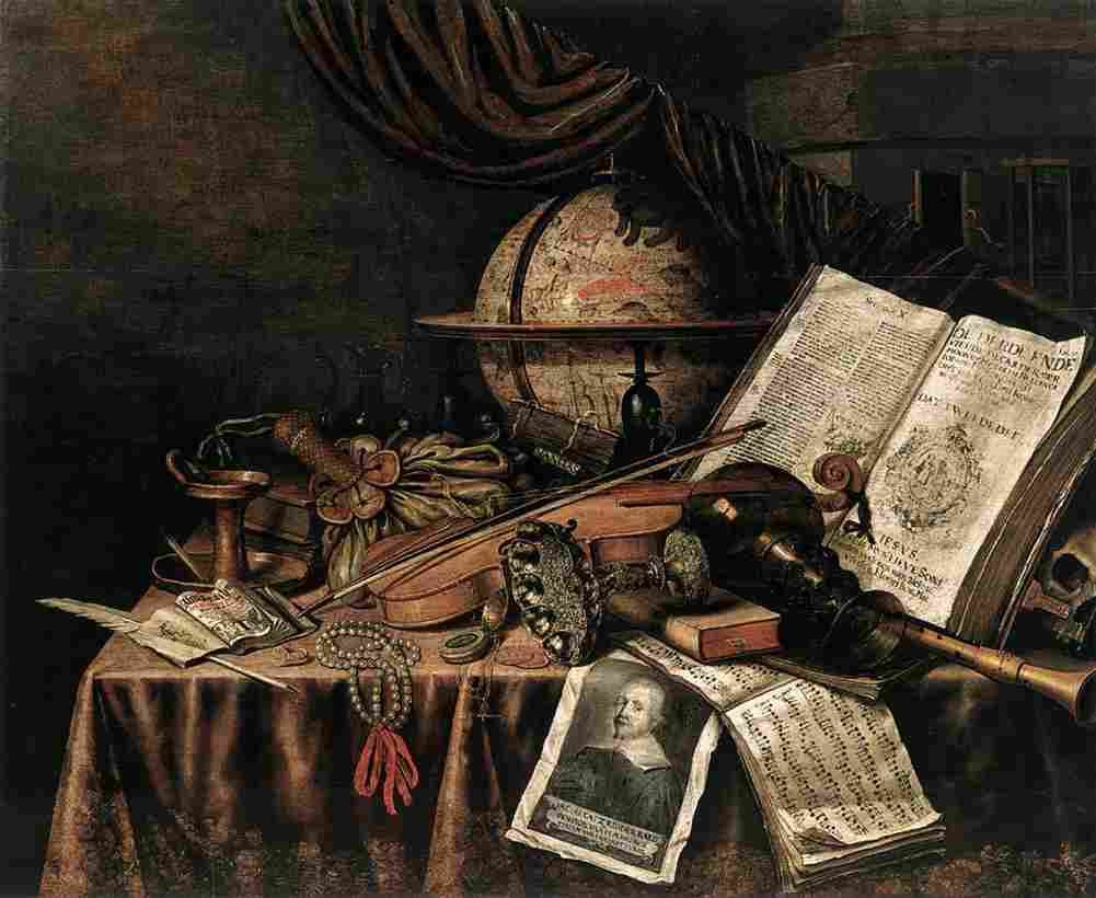 collier vanitas still life with musical instruments Art A4 Photo Print