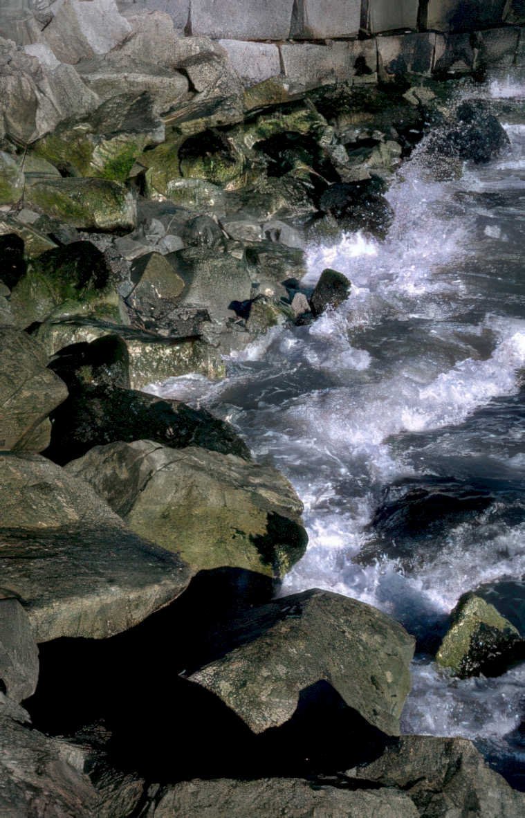 concrete barrier rocks Vintage A4 Photo Print