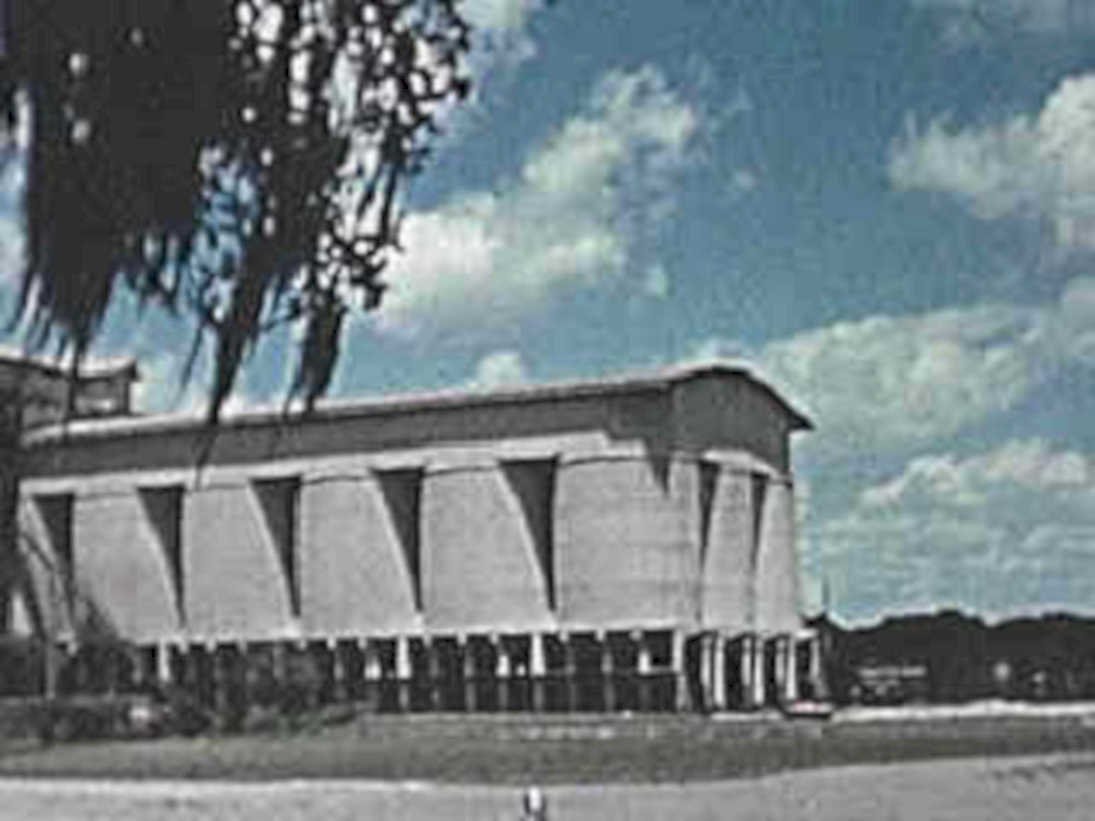 concrete beach building1980s 1990s A4 Photo Print