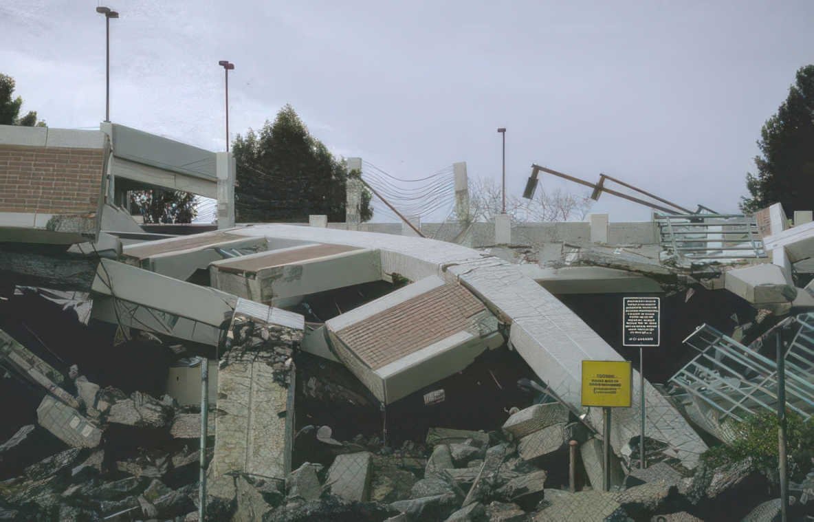 concrete bridge collapse Vintage A4 Photo Print