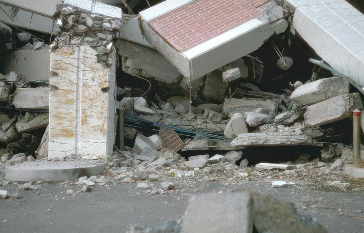 concrete rubble collapse Vintage A4 Photo Print