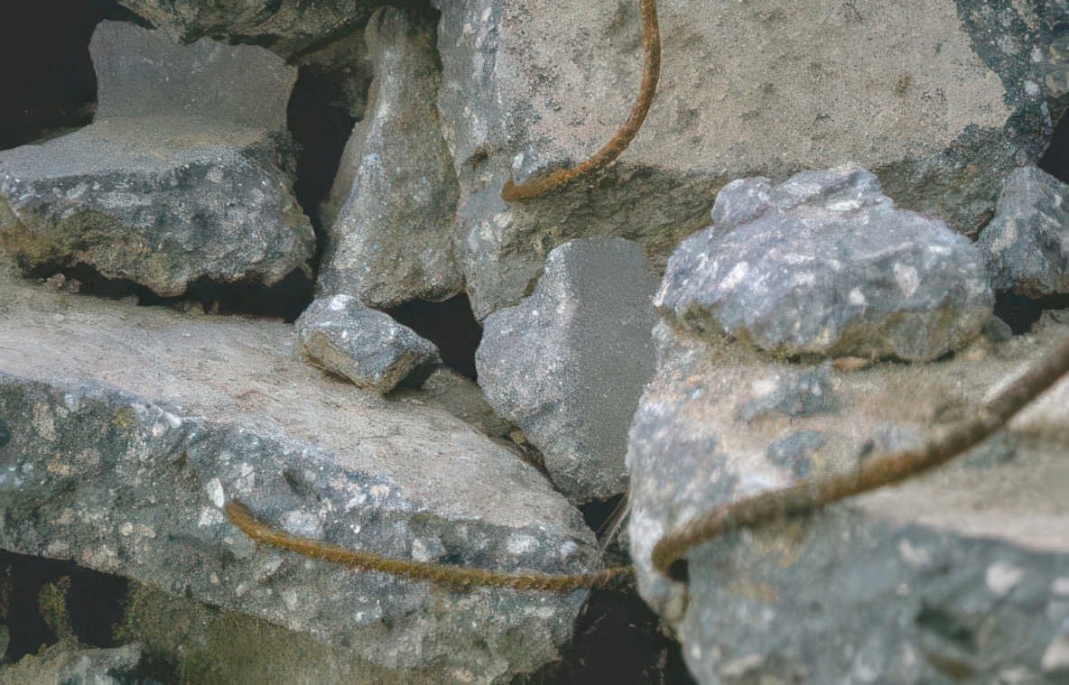 concrete rubble debris 2 Vintage A4 Photo Print