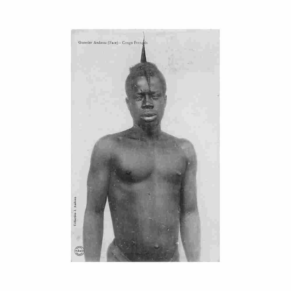 congo brazzaville andassa warrior front j audema congo brazzaville guerrier andassa face ed j audema Vintage A4 Photo Print