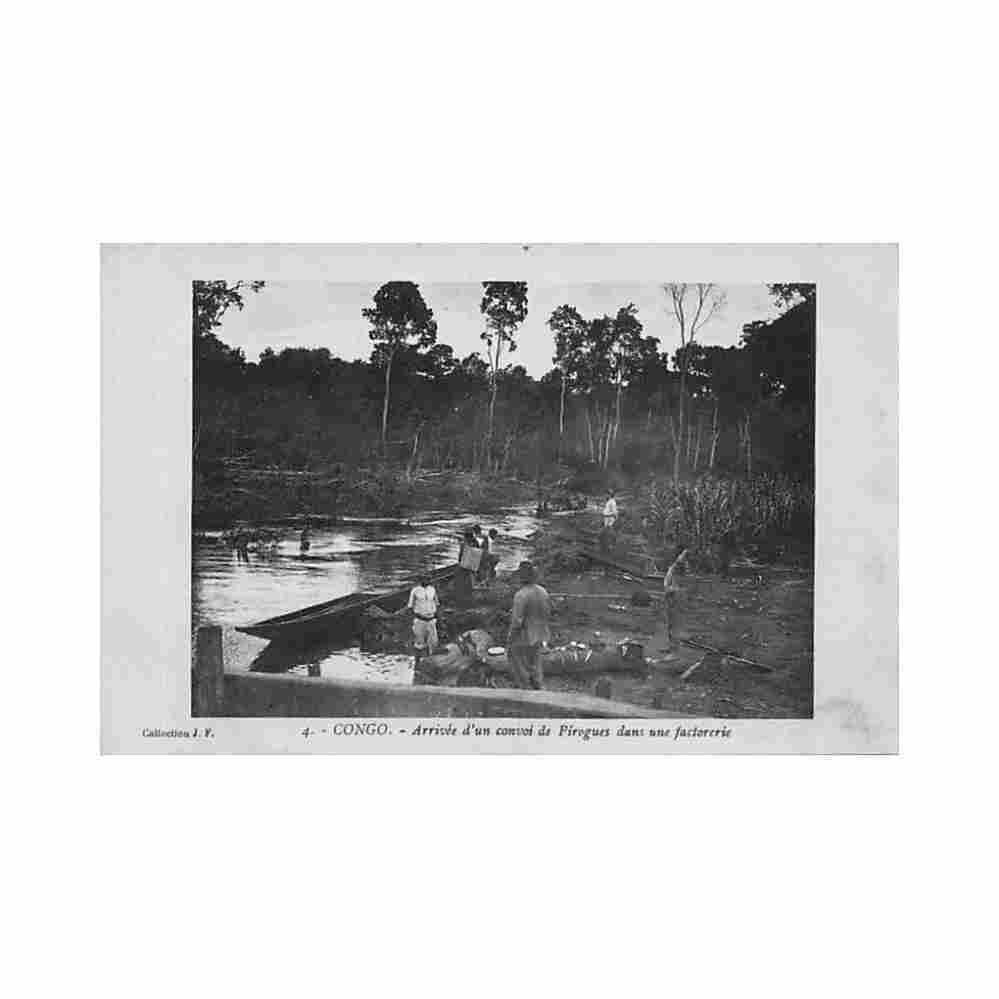 congo brazzaville arrivee d un convoi de pirogues dans une factorerie ed jf 4 Vintage A4 Photo Print