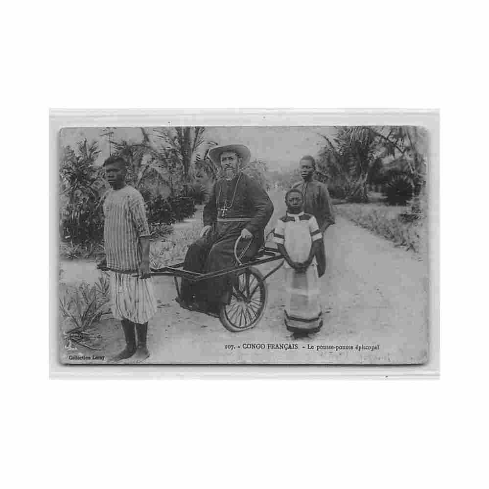 congo brazzaville autograph of mgr augouard representing him in his episcopal rickshaw leray 107 congo Vintage A4 Photo Print