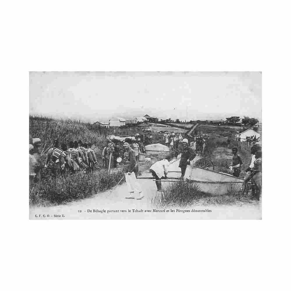 congo brazzaville l explorateur de behagle partant vers le tchad avec mercuri et les pirogues demontables ed cfco serie Vintage A4 Photo Print