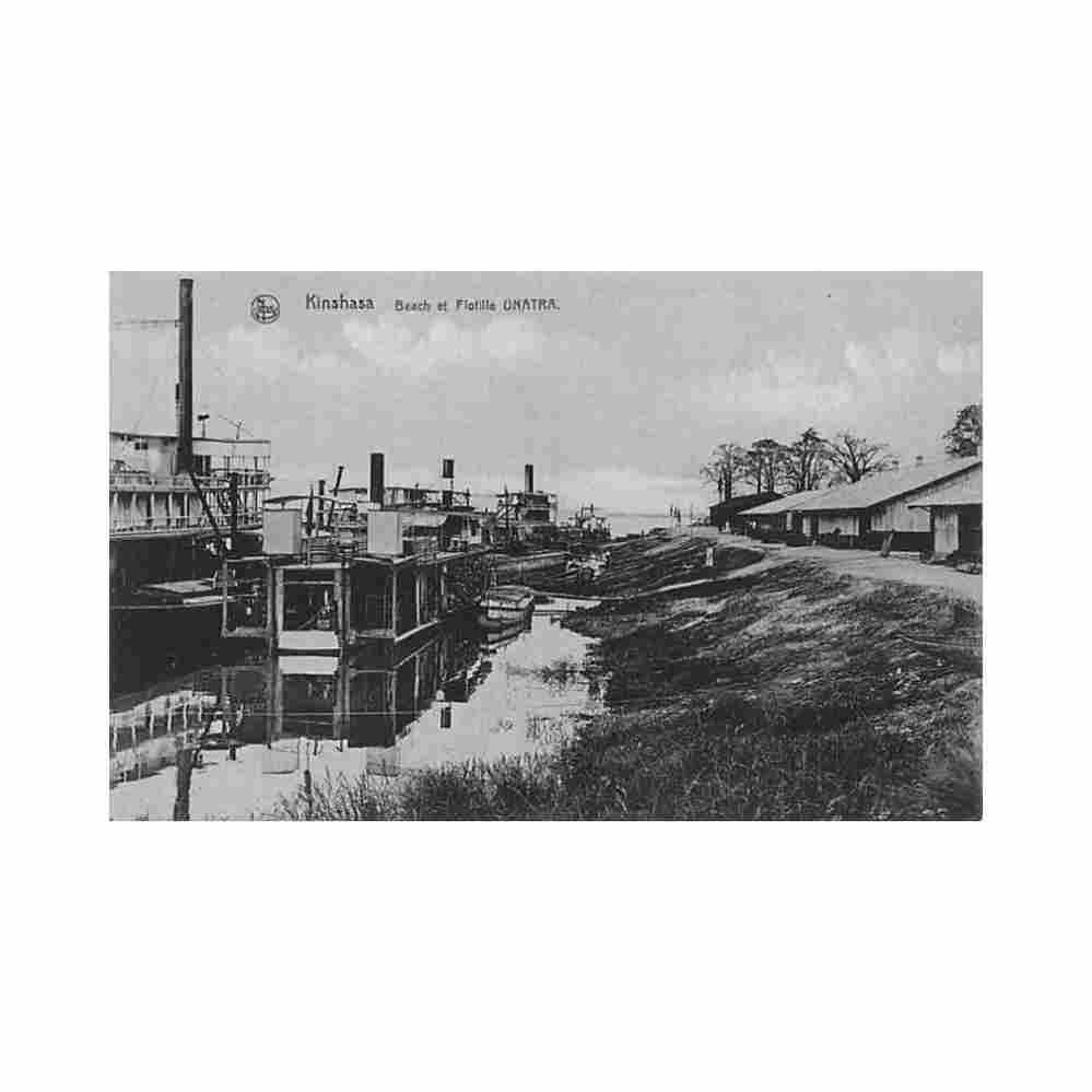 congo kinshasa beach et flotille unatra ed nogueira cie Vintage A4 Photo Print