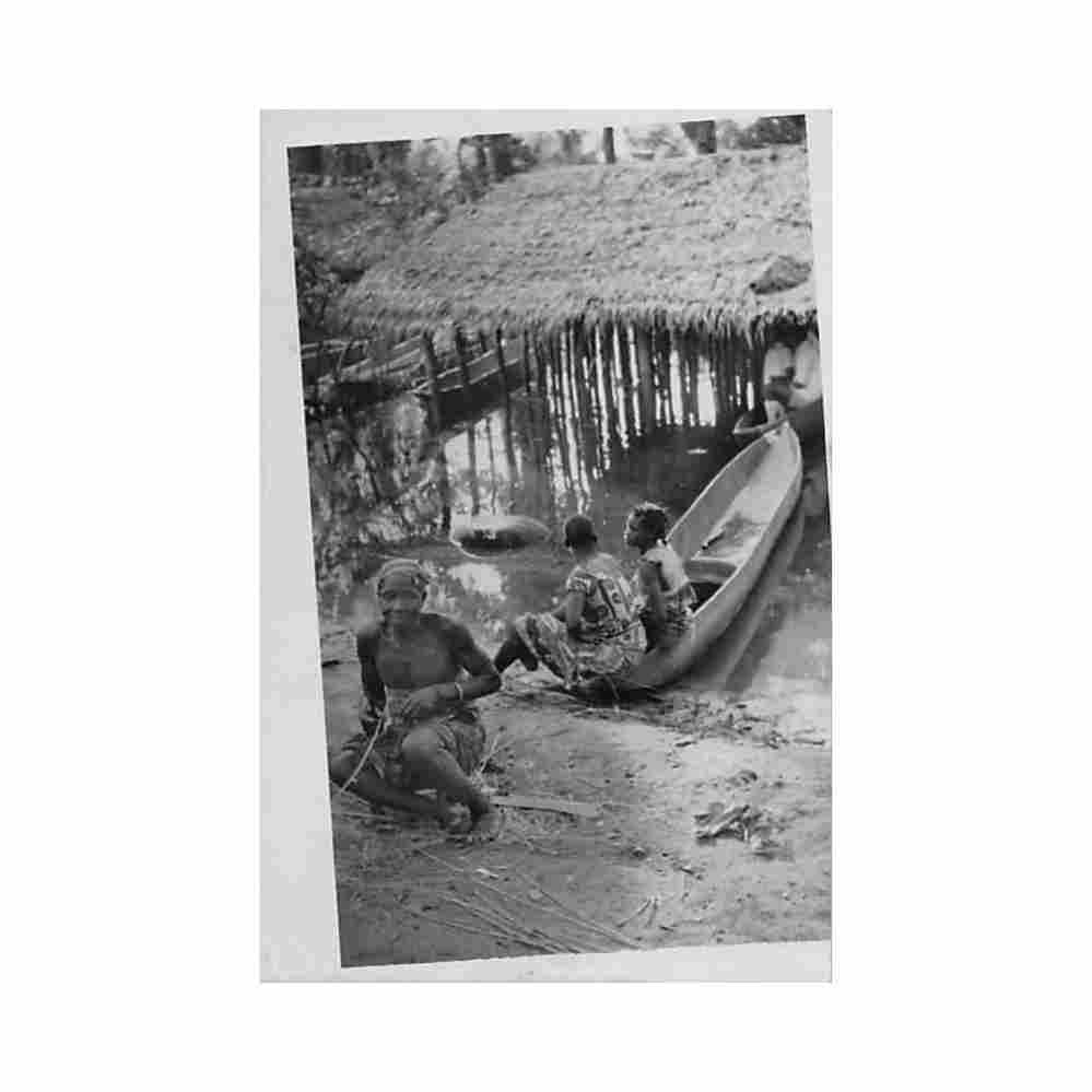 congo kinshasa indigenous people by the river map congo kinshasa indigenes au bord de la rivier Vintage A4 Photo Print