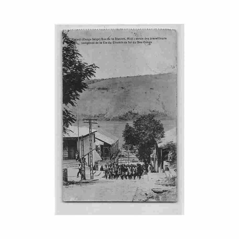 congo kinshasa matadi station street exit of indigenous workers of the compagnie du chemin de fer du bas congo at noon p Vintage A4 Photo Print