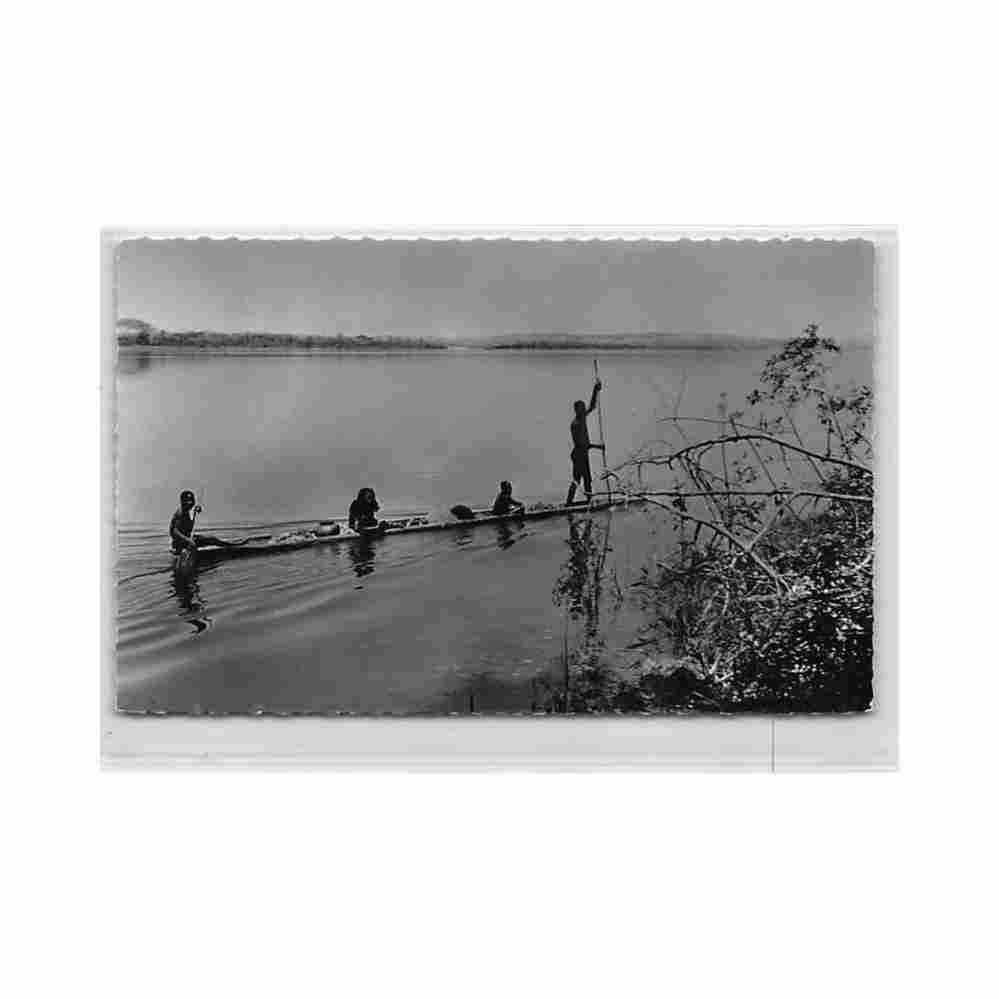 congo kinshasa pirogue on the river hoa qui 2290 congo kinshasa pirogue sur le fleuve ed hoa qui 2290 Vintage A4 Photo Print