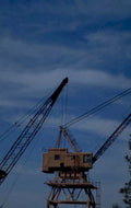 construction crane blue 1980s 1990s A4 Photo Print